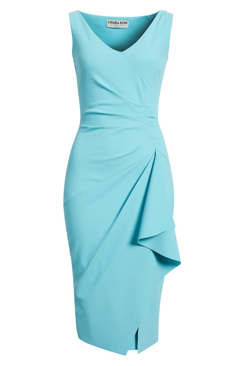 Kloty Ruched Midi Dress, Alternate, color, TURQUOISE