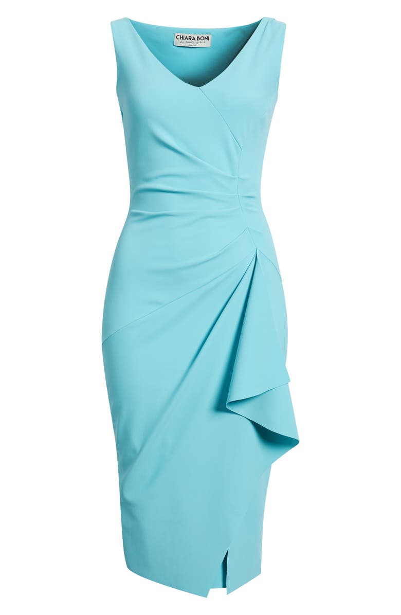 Chiara Boni La Petite Robe Kloty Ruched Midi Dress, Alternate, color, Turquoise
