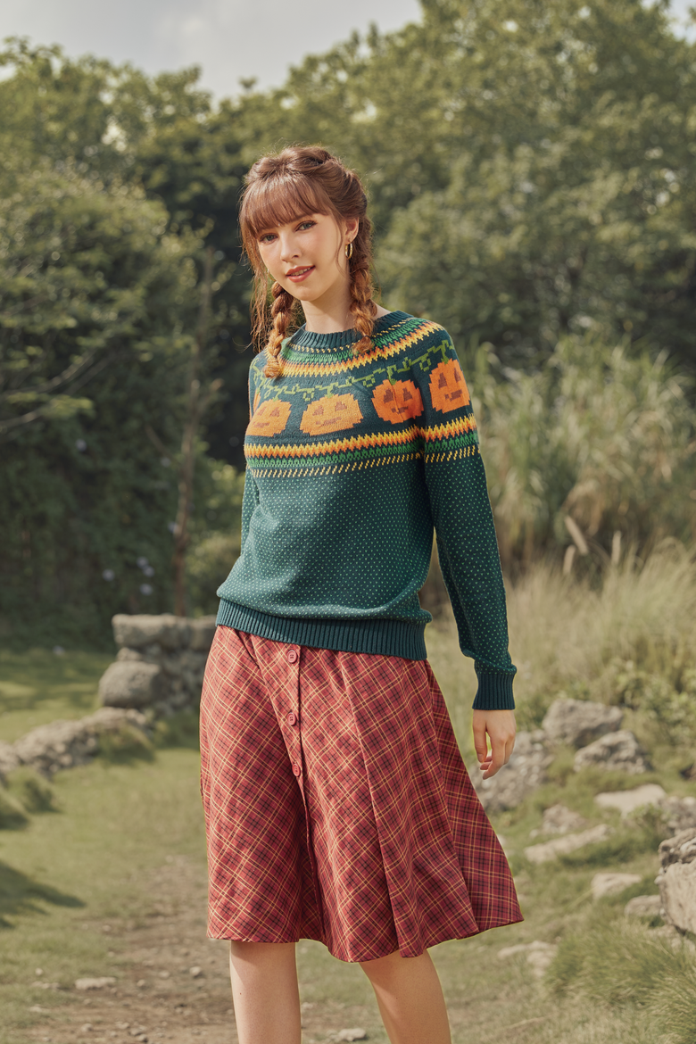 Give 'Em Pumpkin To Talk About Fair Isle Sweater, Alternate, color, Green Pumpkin