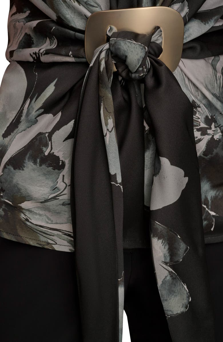 Donna Karan New York Floral Faux Wrap Sleeveless Top, Alternate, color, Black Multi