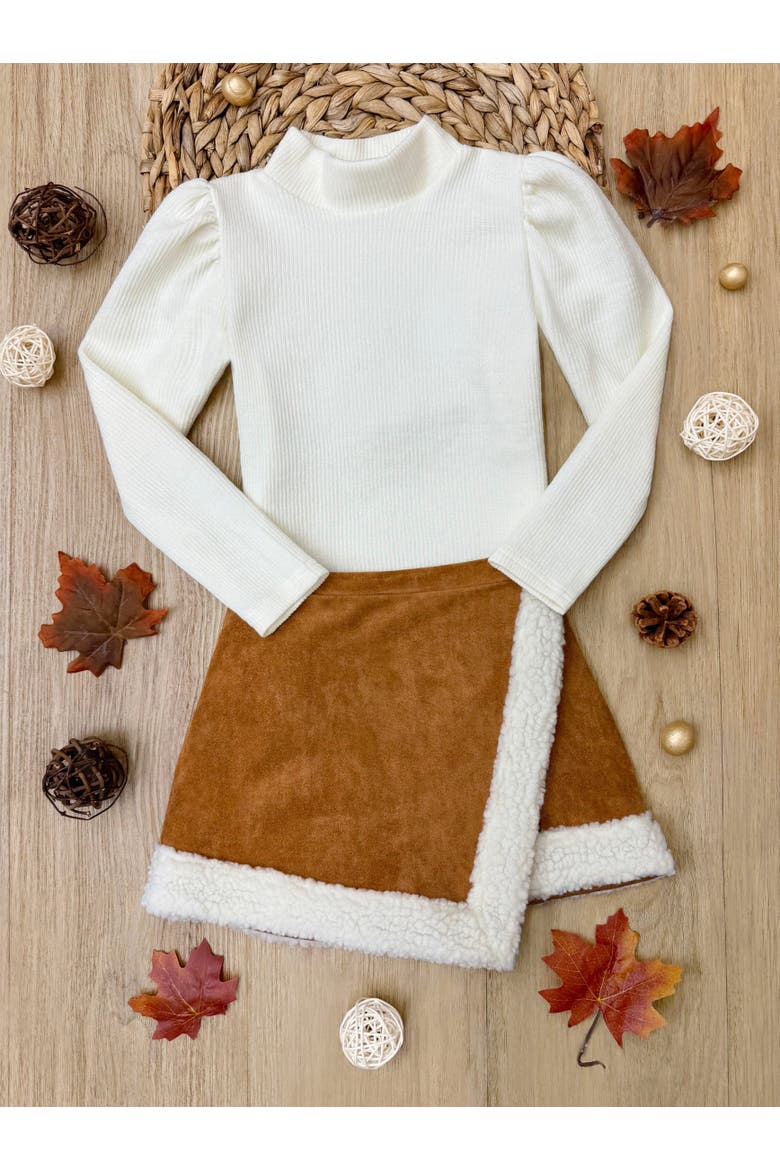Ivory Turtleneck Top and Trimmed Skort Set(Toddler, Little Kid & Big Kid), Alternate, color, Ivory