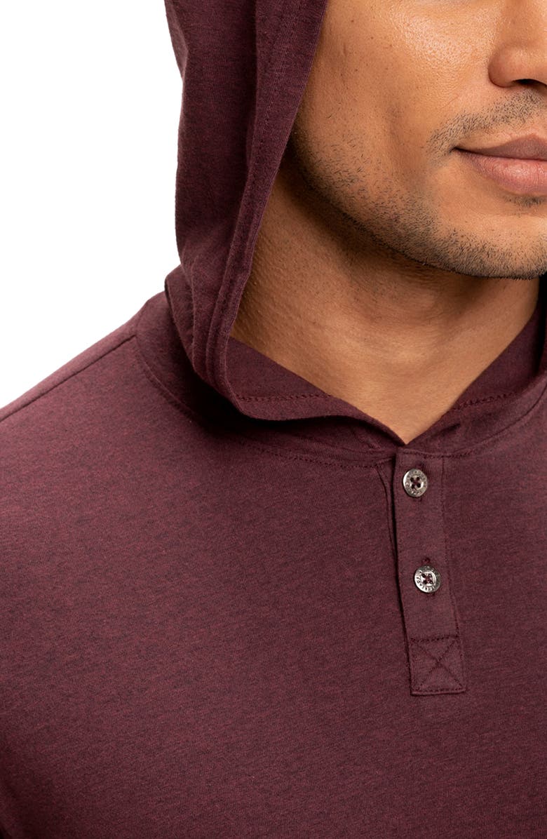 Threads 4 Thought Long Sleeve Henley Hoodie, Alternate, color, Maroon Rust
