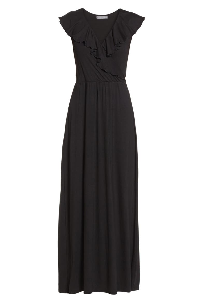 Ruffle Maxi Dress, Alternate, color, BLACK