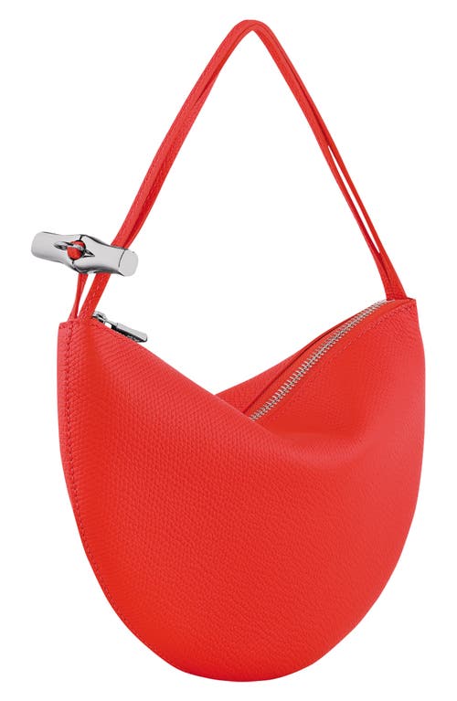 Longchamp Le Roseau Leather Wristlet Clutch In Red