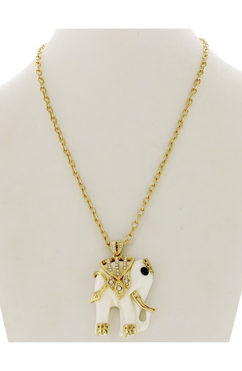 OLIVIA WELLES Elephant Luck Pendant Necklace, Alternate, color, Gold / White