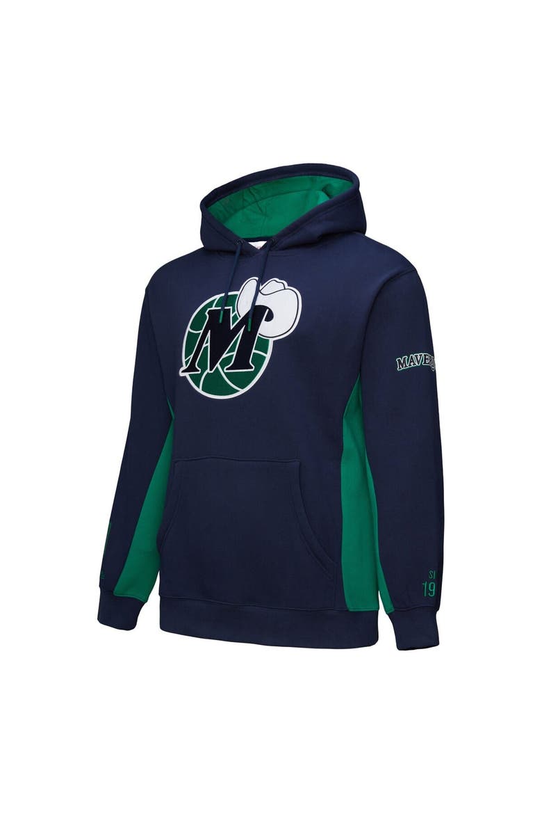 Men's Mitchell & Ness Navy Dallas Mavericks Hardwood Classics Team Origins Fleece Pullover Hoodie, Alternate, color, Navy
