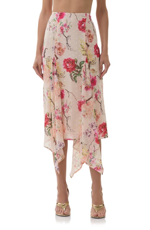 Sablyn Asymmetric Chiffon Midi Skirt