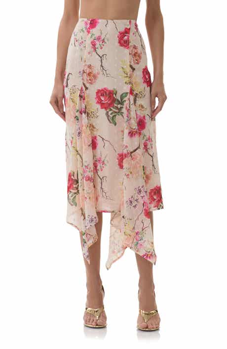 AFRM Sablyn Asymmetric Chiffon Midi Skirt