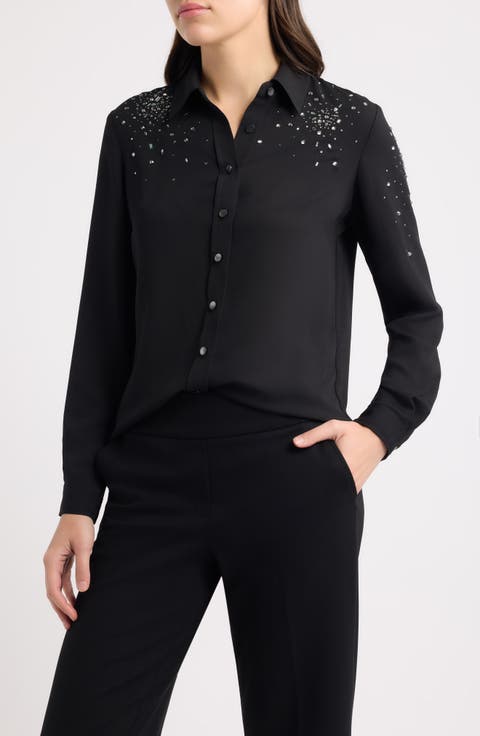 Embellished Button Front Shirt