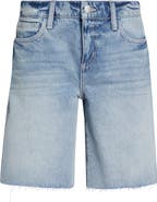 L'AGENCE River Raw Hem Denim Bermuda Shorts