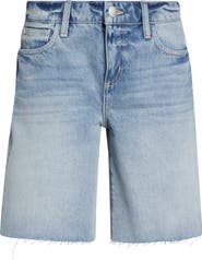 L'AGENCE River Raw Hem Denim Bermuda Shorts