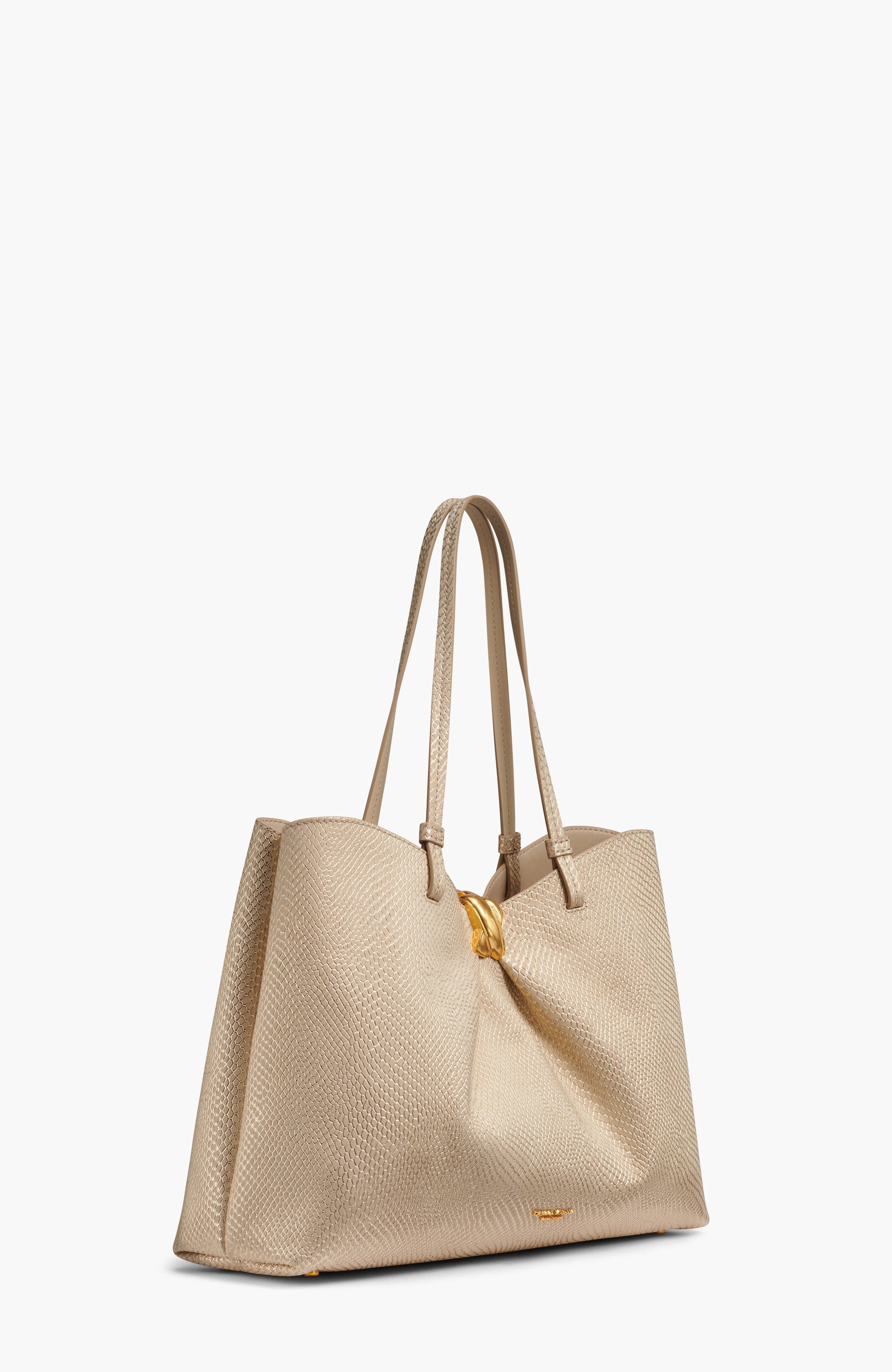 Donna Karan New York Cambric Snake Tote, Alternate, color, Metallic Bone
