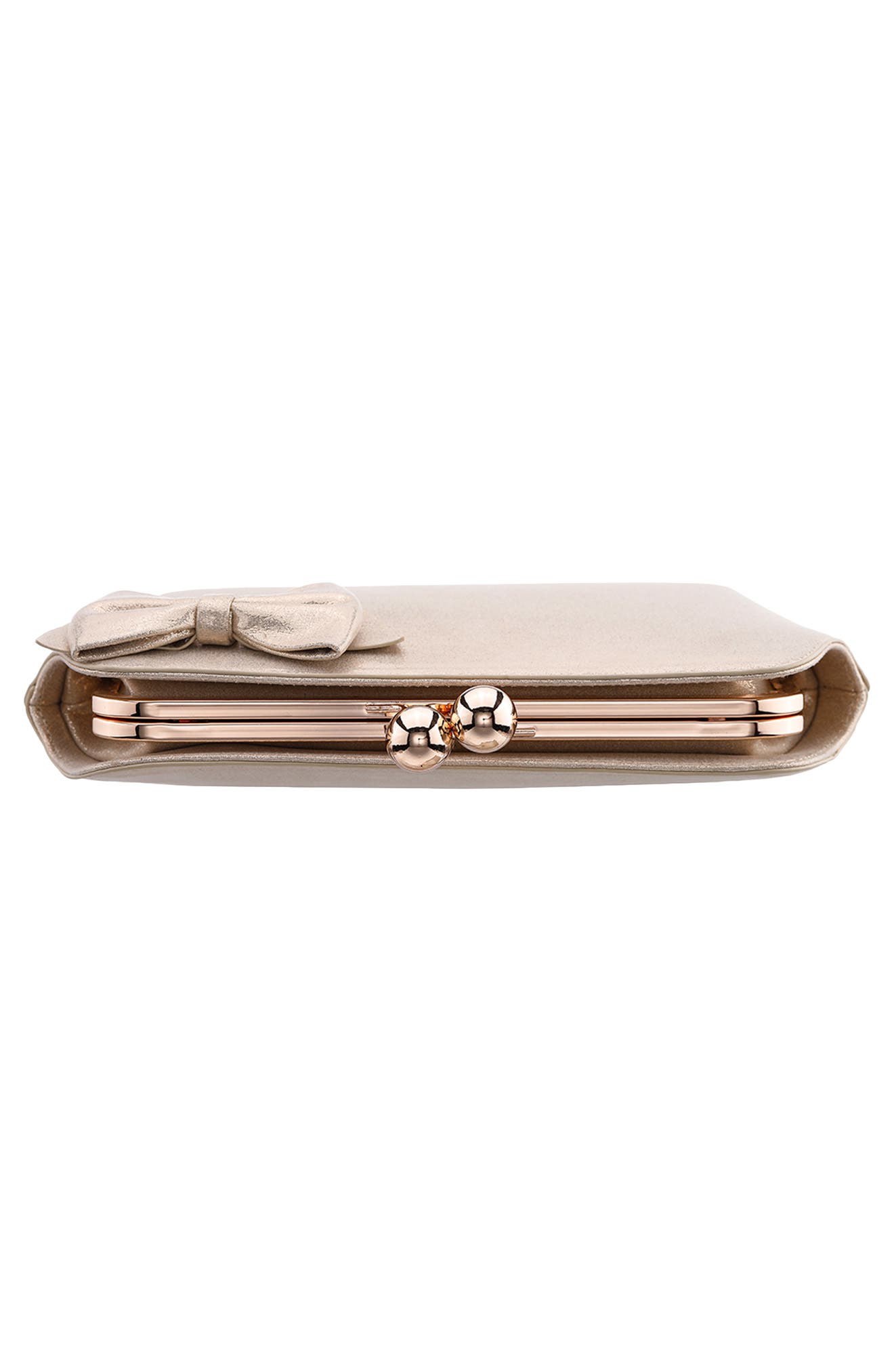 Kenji Bow Frame Clutch, Alternate, color, PLATINO