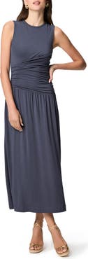 PAIGE Bonita Sleeveless Ruched Midi Dress