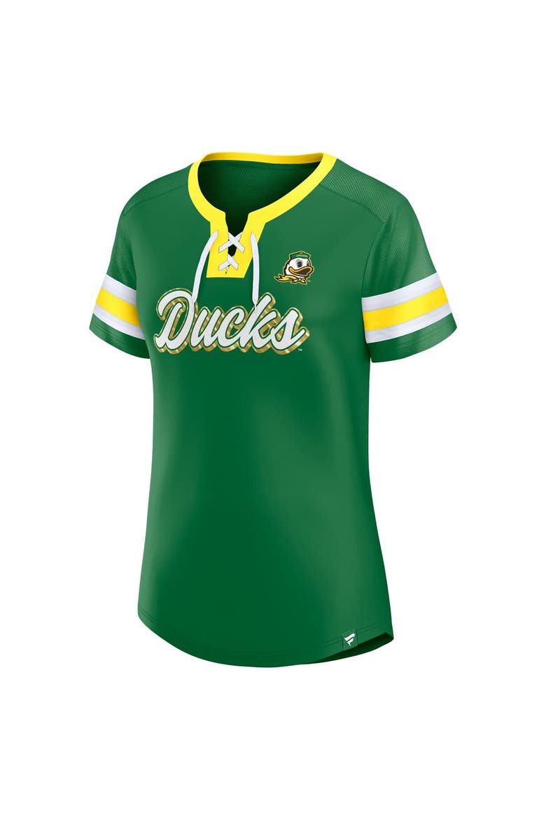 Women's Fanatics  Green Oregon Ducks Iconic Athena Lace-Up T-Shirt, Alternate, color, Green