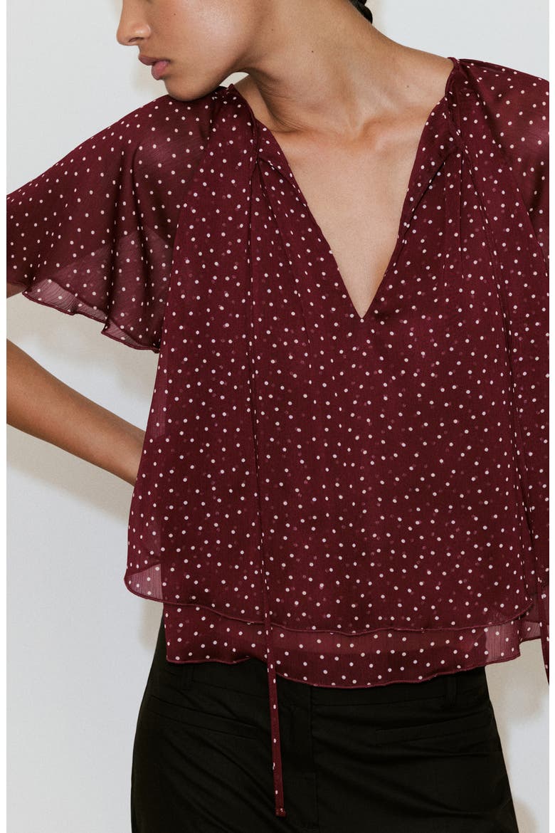 Polka Dot Woven Shirt, Main, color, MAROON