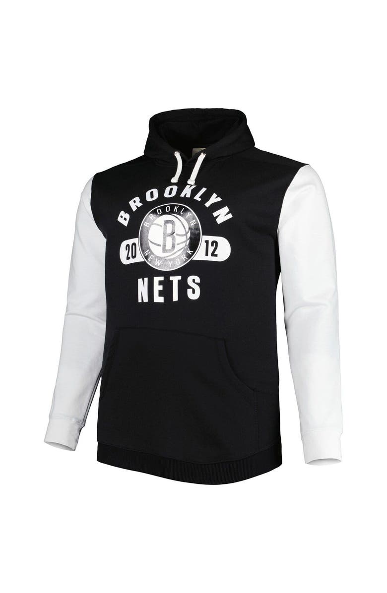 FANATICS Men's Fanatics Branded Black/White Brooklyn Nets Big & Tall Bold Attack Pullover Hoodie, Alternate, color, Black