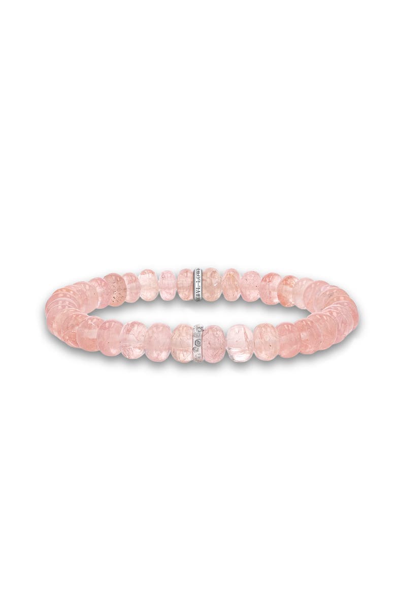 Sheryl Lowe Morganite 8mm Bead Bracelet with 1 Scatter Diamond Rondelle, Main, color, 