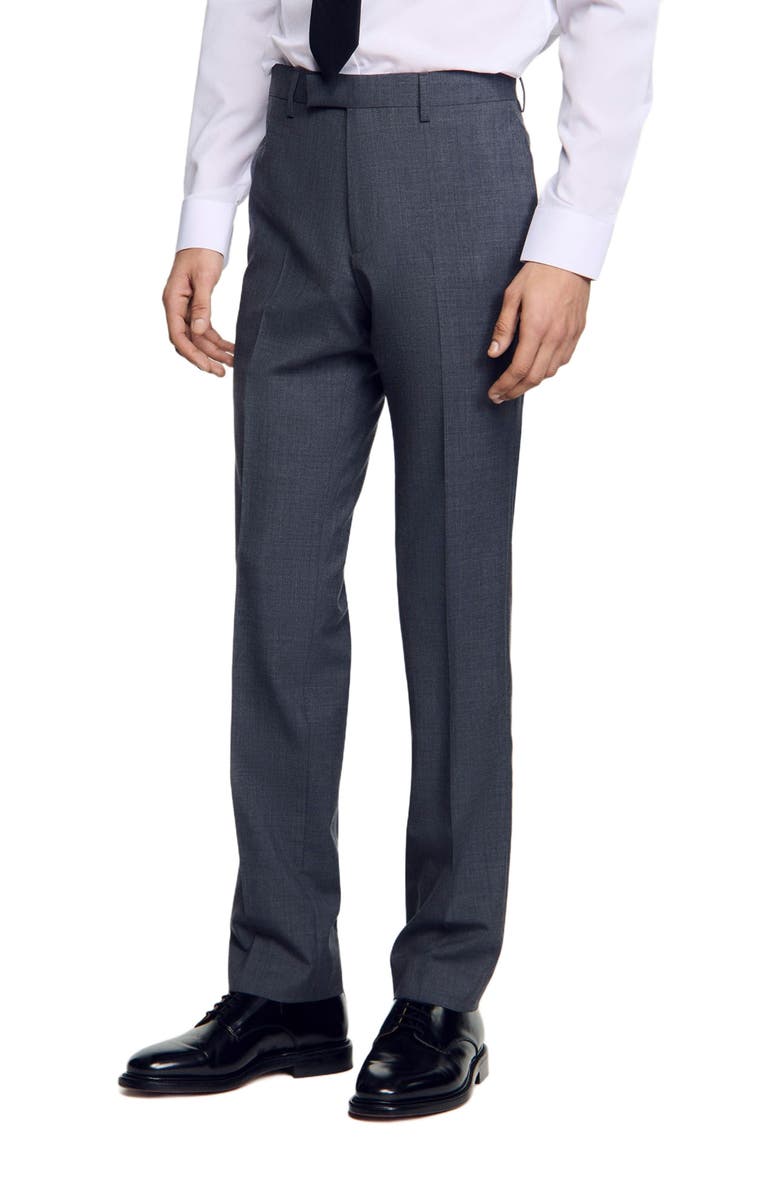 SANDRO Wool suit trousers, Main, color, Mocked Grey