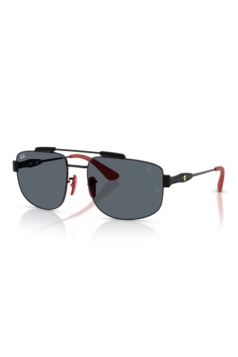 x Scuderia Ferrari 58mm Square Sunglasses, Alternate, color, BLACK / BLUE