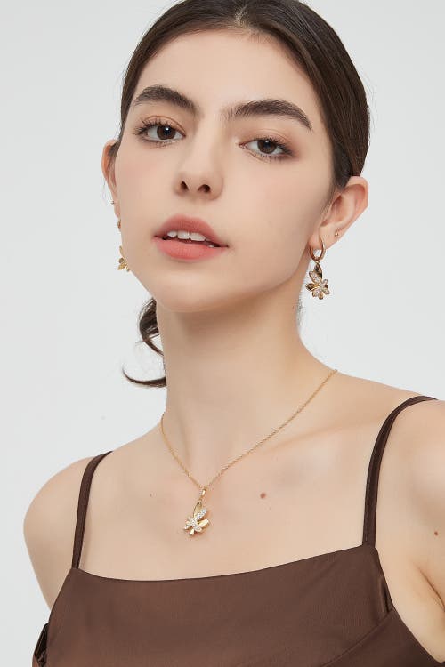 Classicharms Pavé Butterfly Dangle Drop Hoop Earrings In Brown