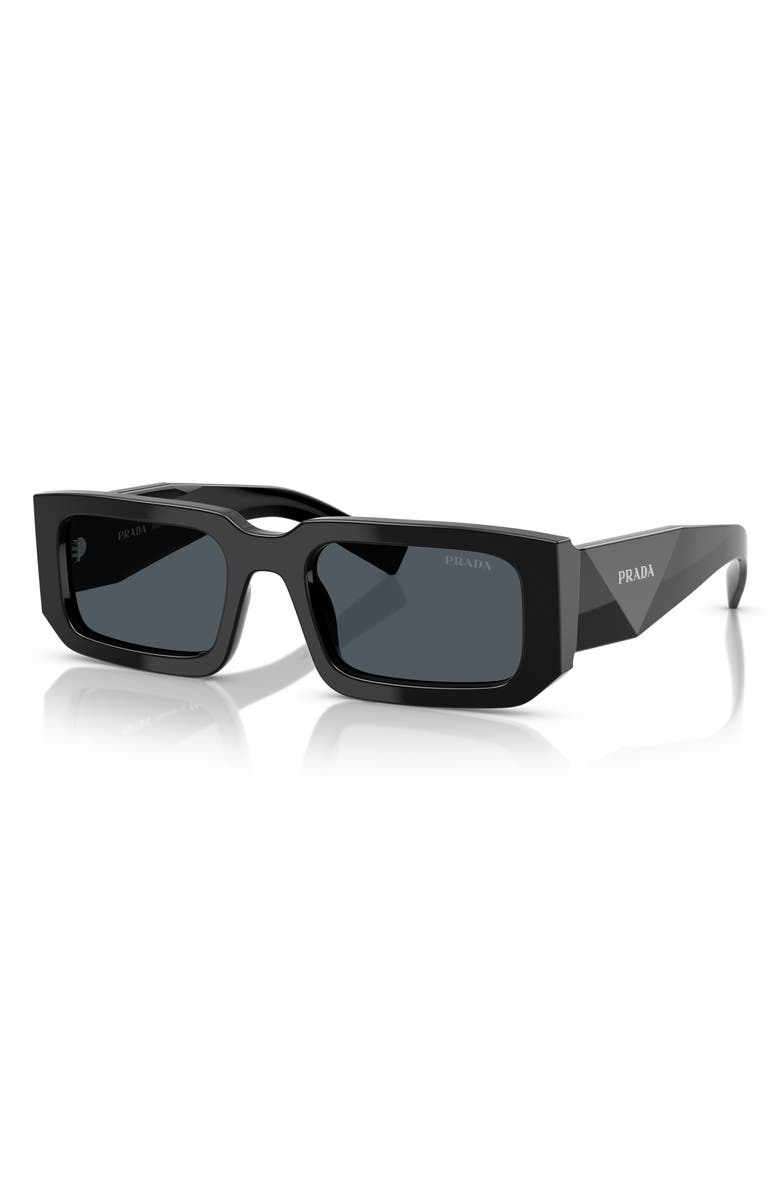 Prada 53mm Rectangular Sunglasses, Alternate, color, Black Grey