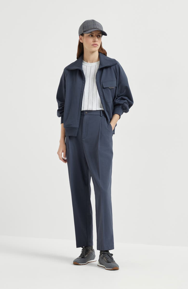 Brunello Cucinelli Lightweight French terry sweatshirt, Alternate, color, Navy Blue