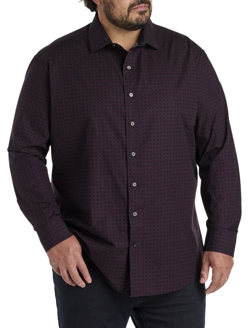 Synrgy By Dxl Big & Tall Check Sport Shirt In Black Purple