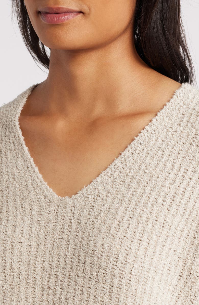 Eileen Fisher V-Neck Organic Cotton & Cashmere Blend Sweater, Alternate, color, Chalk
