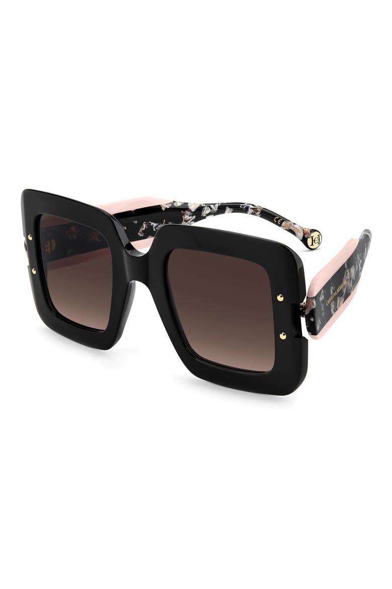 50mm Square Sunglasses, Alternate, color, BLACK PINK/ BROWN