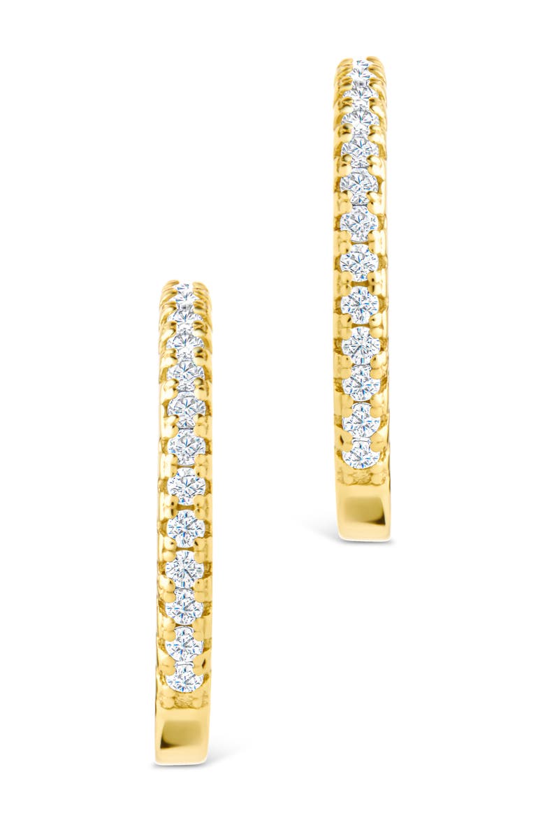 Thin Cubic Zirconia Hoop Earrings, Alternate, color, GOLD