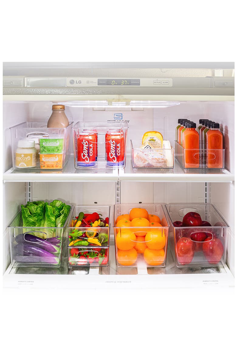 8-Pack Large Clear Fridge Organizer Bins, Alternate, color, CLEAR