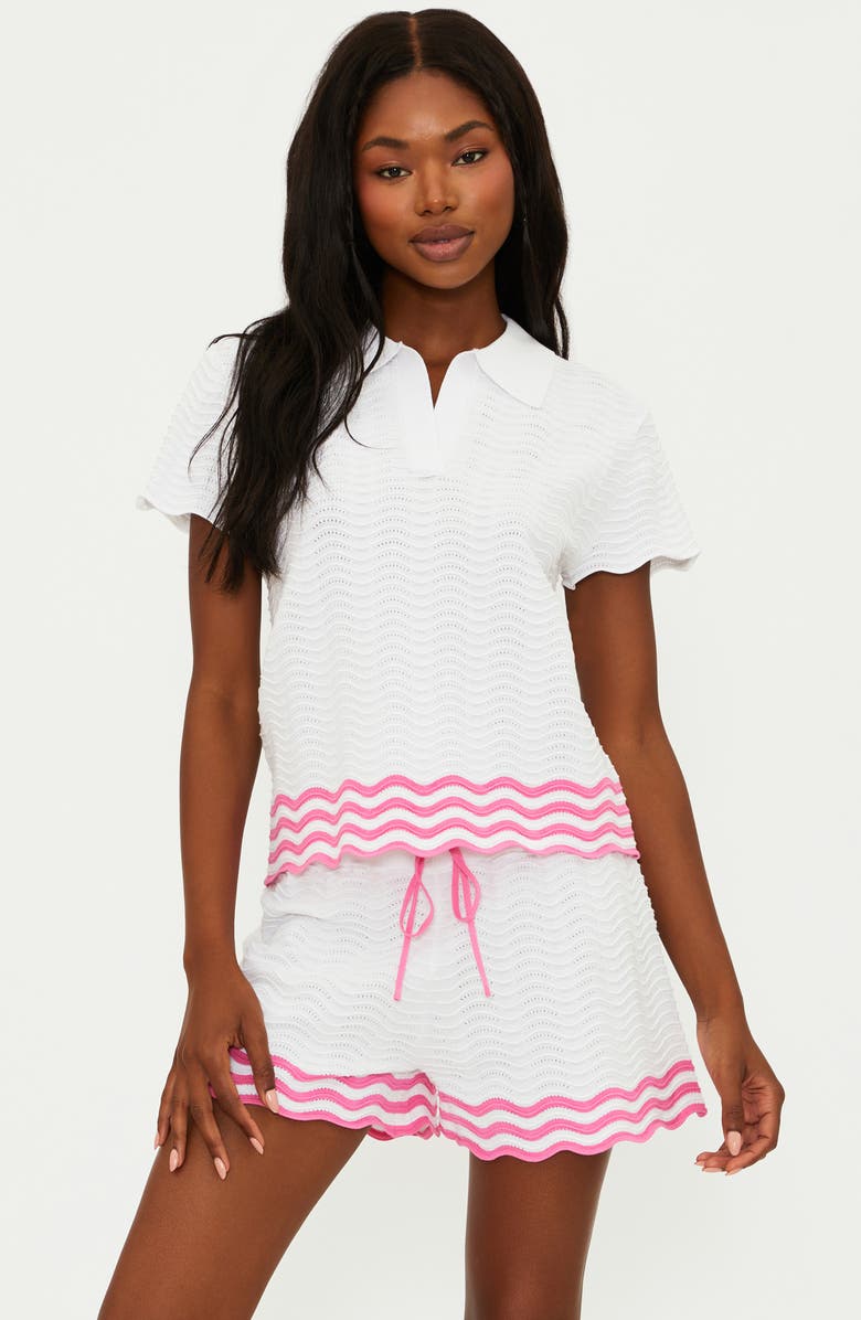 Beach Riot Vera Short Sleeve Cover-Up Top, Alternate, color, Strawberry/ White