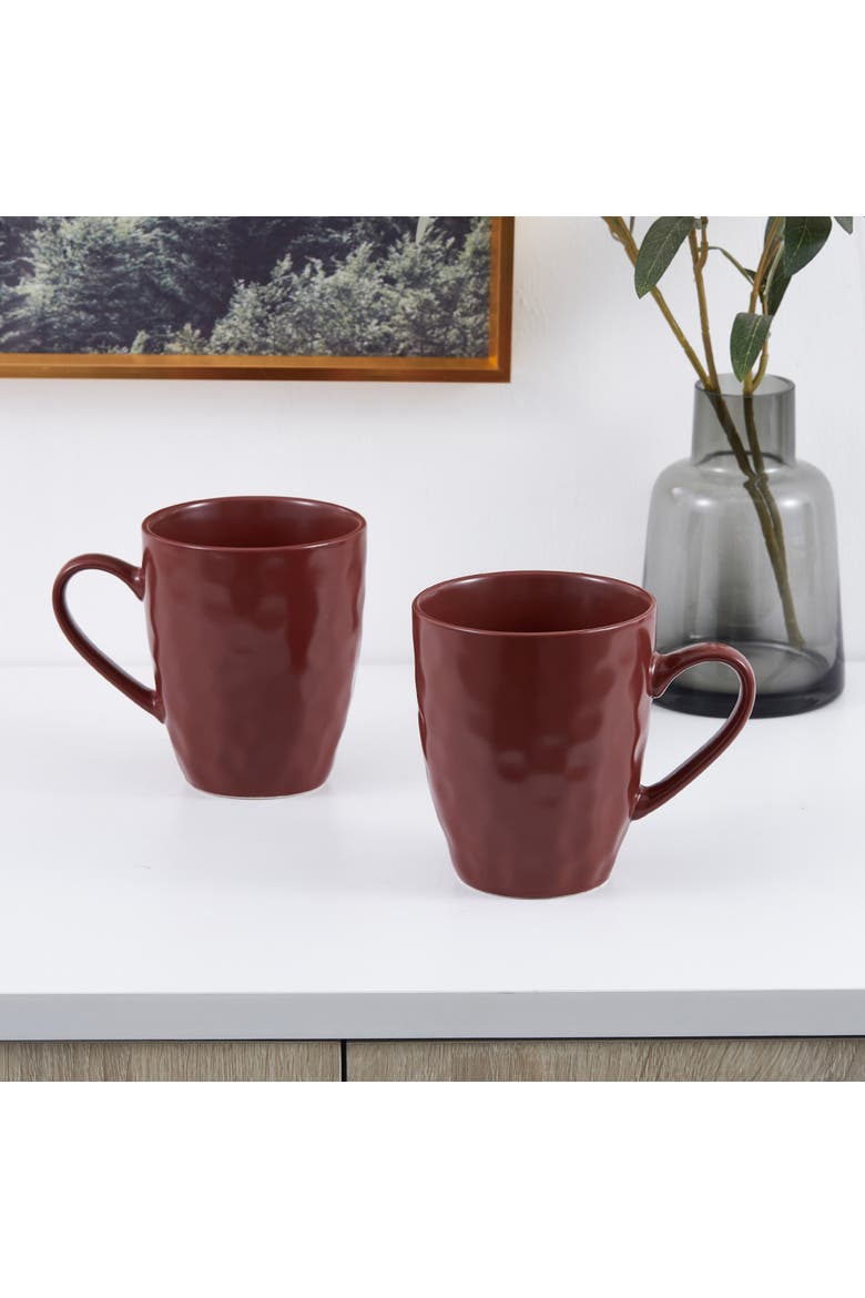 Clara Porcelain 32-Piece Dinnerware Set, Alternate, color, Burgundy