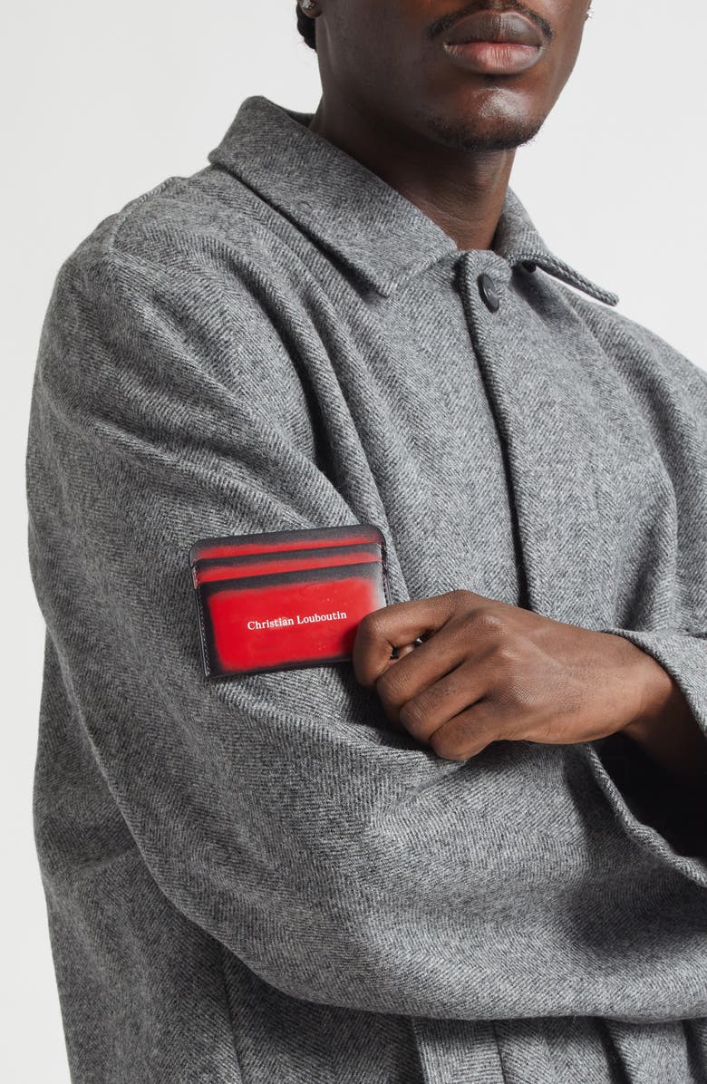 Christian Louboutin The Brushed Leather Card Holder, Alternate, color, Loubi