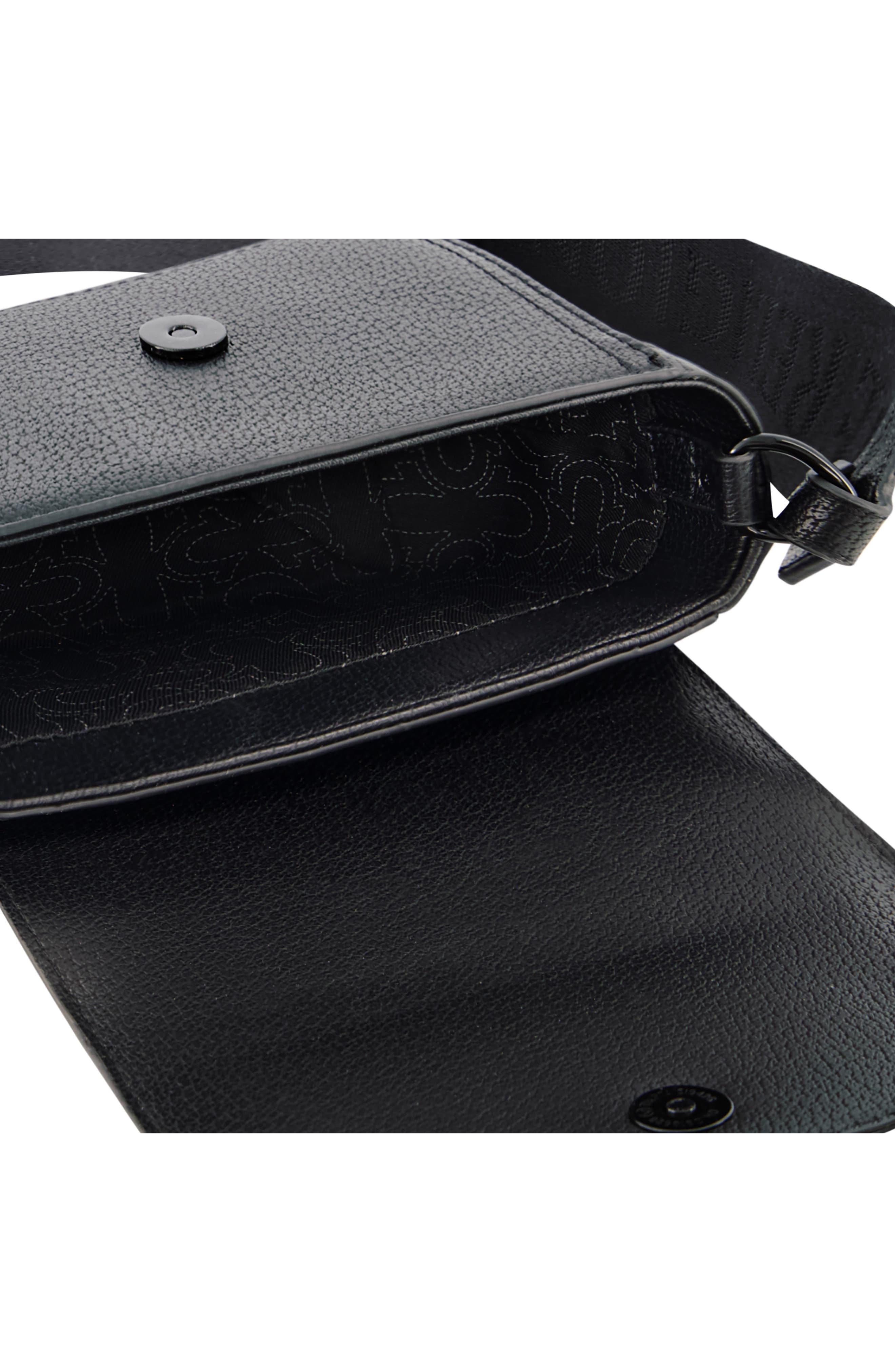 True Religion Horseshoe Mini Flap Crossbody Bag, Alternate, color, Black