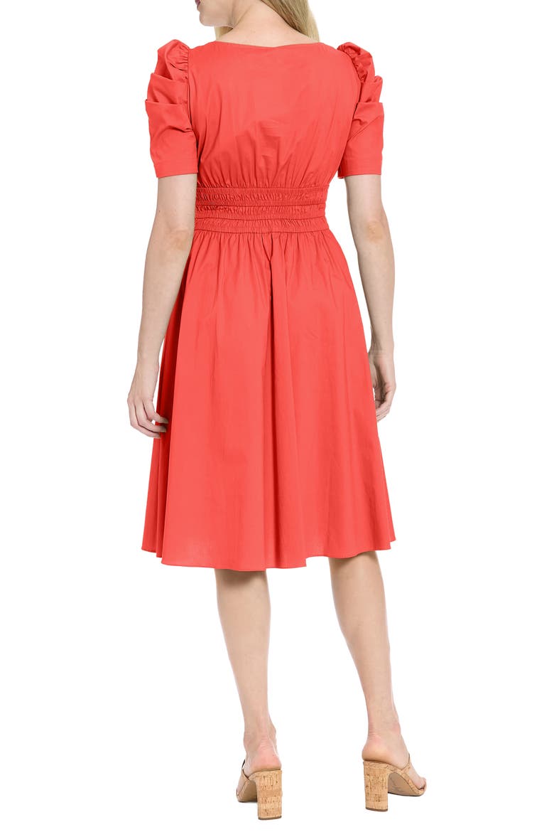 Puff Sleeve Smocked Waist Dress, Alternate, color, CAYENNE