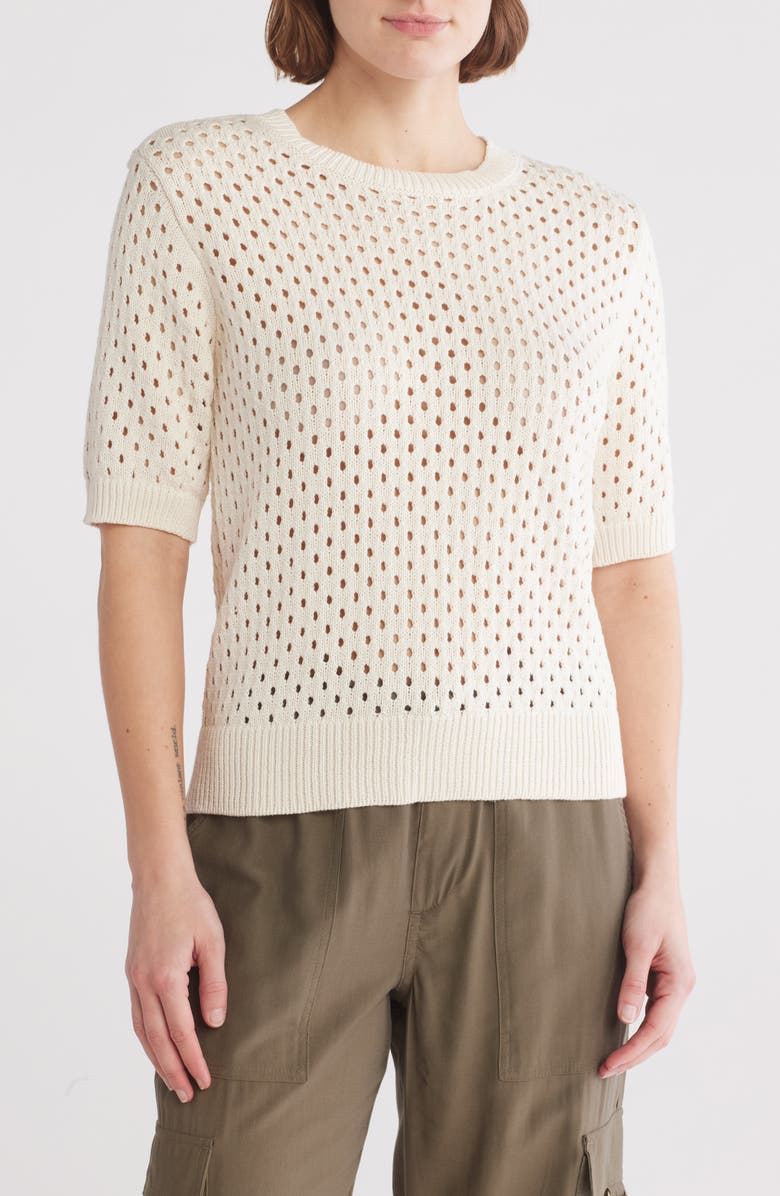 Sanctuary Open Stitch Sweater, Main, color, Dusk White