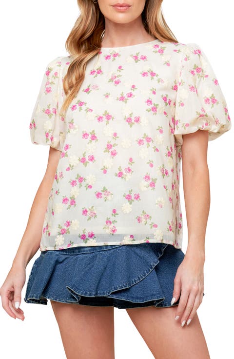Textured Floral Print Top