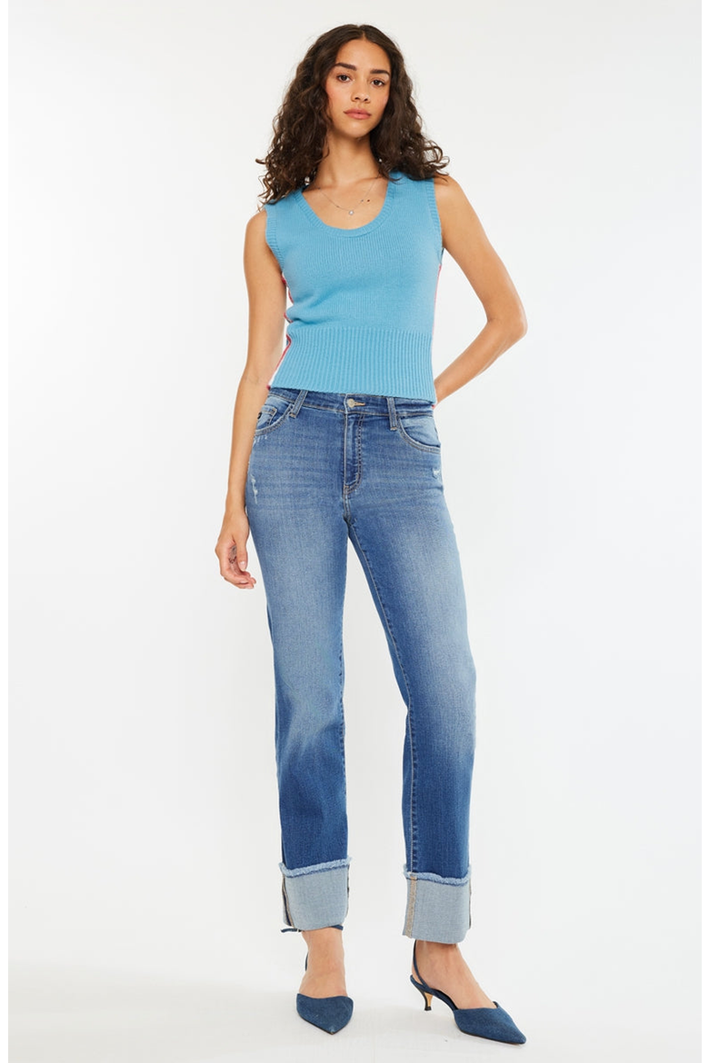 Quin Essentials High Rise Straight Jeans, Alternate, color, Medium Wash