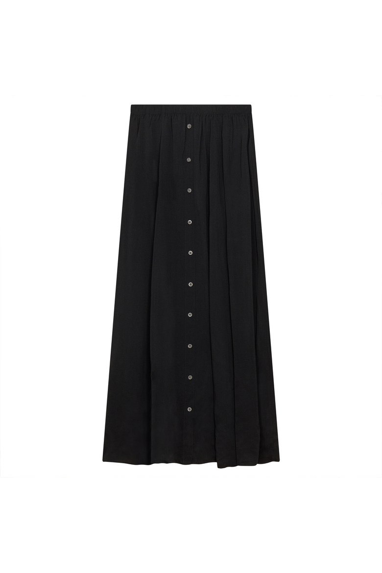 Maxi Gauze Faux Button Front Elastic Waistband Skirt, Main, color, Black
