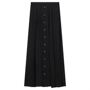 Maxmrkt Maxi Gauze Faux Button Front Elastic Waistband Skirt
