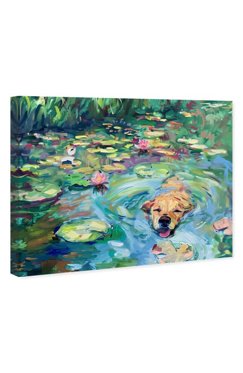 Wynwood Studio Lily Pad Dog Canvas Wall Art In Green