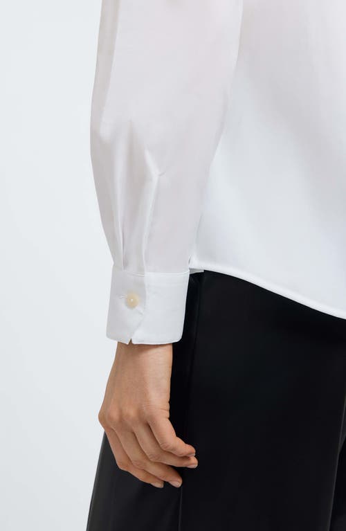 Foxcroft Marlee Leopard Trim Cotton Blend Button-up Shirt In White
