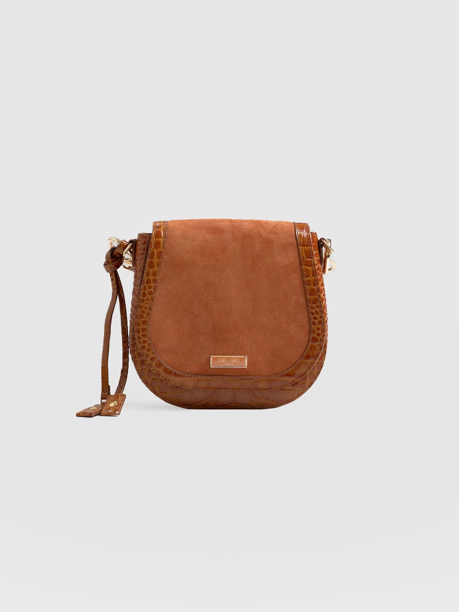 Saddle Bag, Main, color, Brown Croc