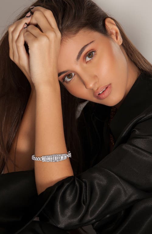 Mindi Mond Clarity 5 Cube Diamond Link Bracelet In Metallic