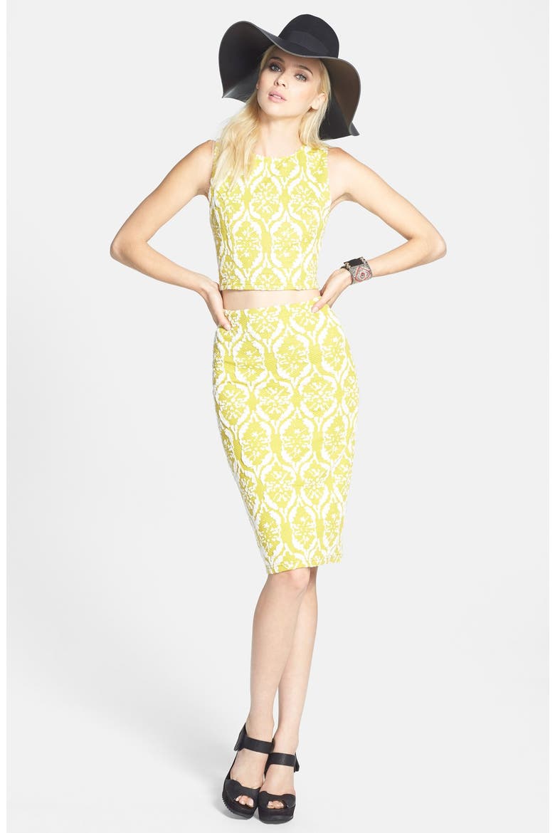 Textured Tube Skirt, Alternate, color, MUSTARD/WHITE