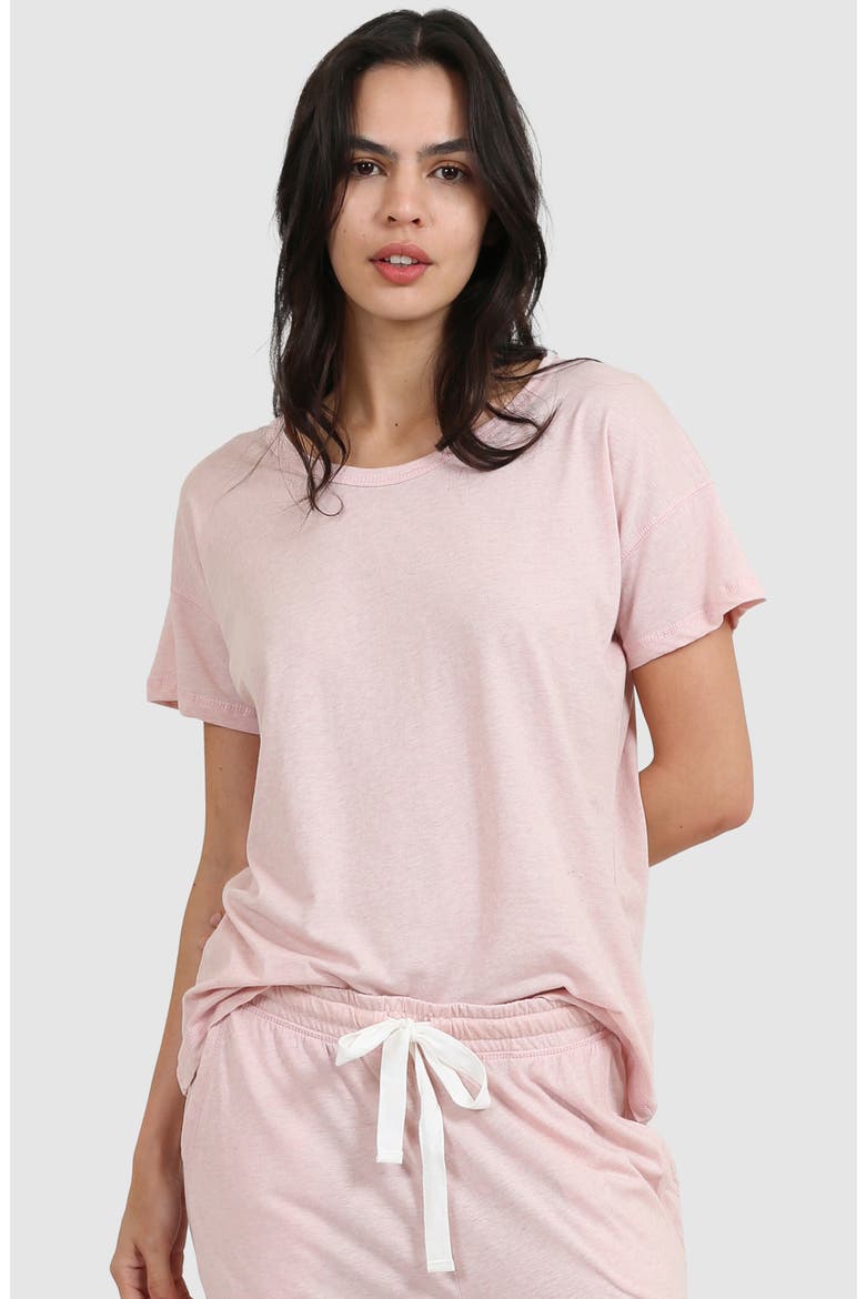 Jade Short Sleeve Organic Cotton Pajama Top, Alternate, color, PINK