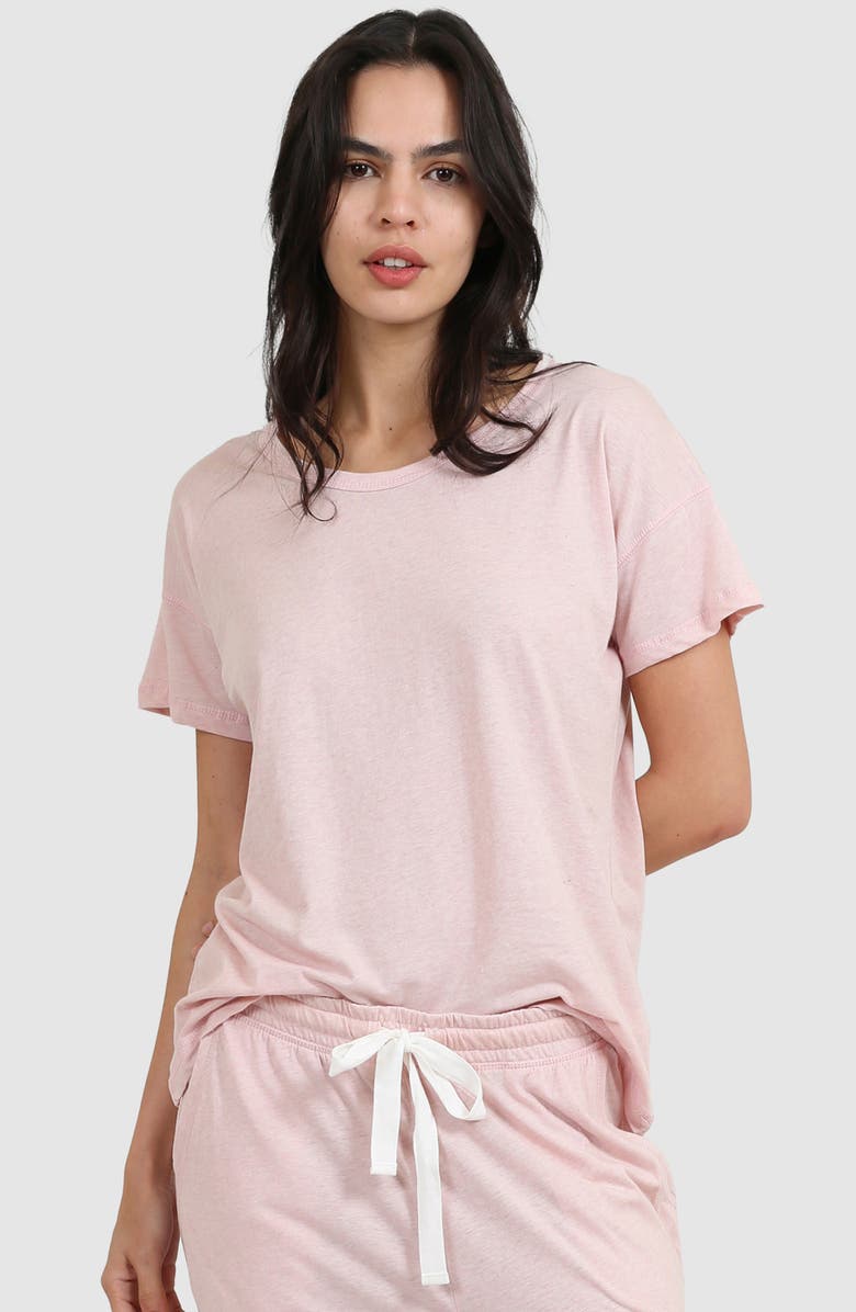 Papinelle Jade Short Sleeve Organic Cotton Pajama Top, Alternate, color, Pink