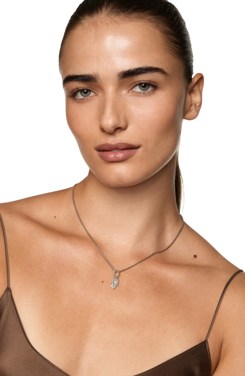 David Yurman Hamsa Amulet in Sterling Silver with Center Diamond, 15.8mm, Alternate, color, Silver Pave